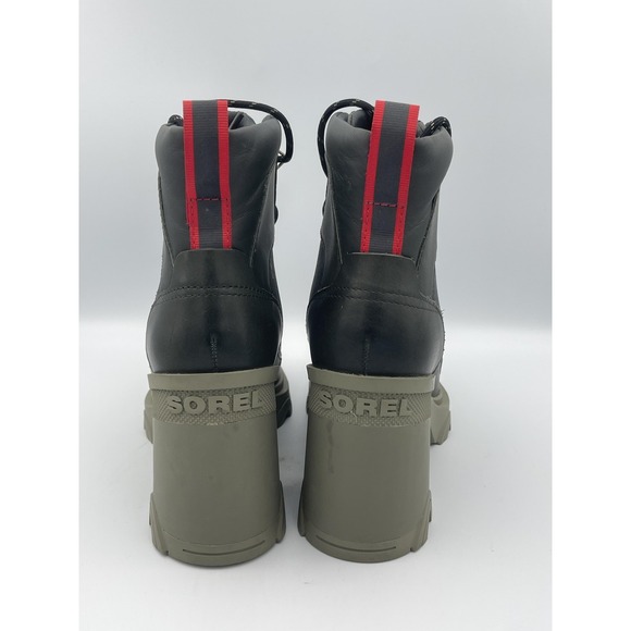 Sorel Brex Boots Chunky Heel Army Green Size 8 Lace Up Waterproof Lug Sole - Picture 2 of 7